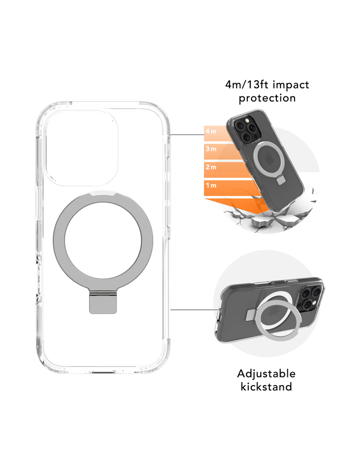 Iceland Ultra D3O MagSafe Kickstand - iPhone 17e/16e/15/14/13 - Clear Phone Case