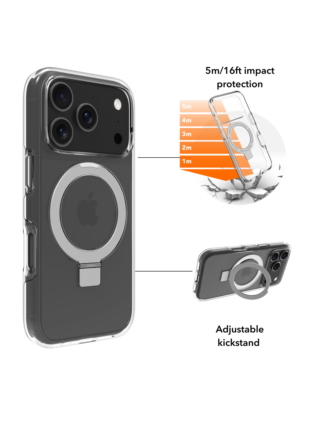 Iceland Ultra D3O MagSafe Kickstand - iPhone 17 Pro - Clear Phone Case