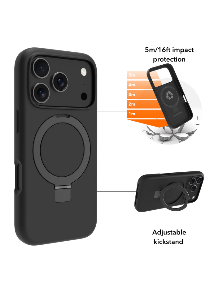 Iceland Ultra D3O MagSafe Kickstand - iPhone 17 Pro - Black Phone Case