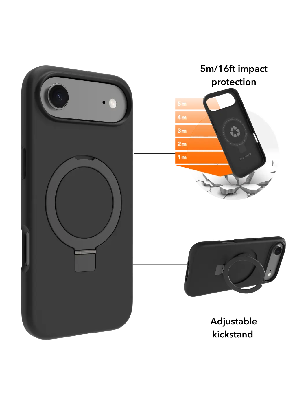 Iceland Ultra D3O MagSafe Kickstand - iPhone Air - Black Phone Case