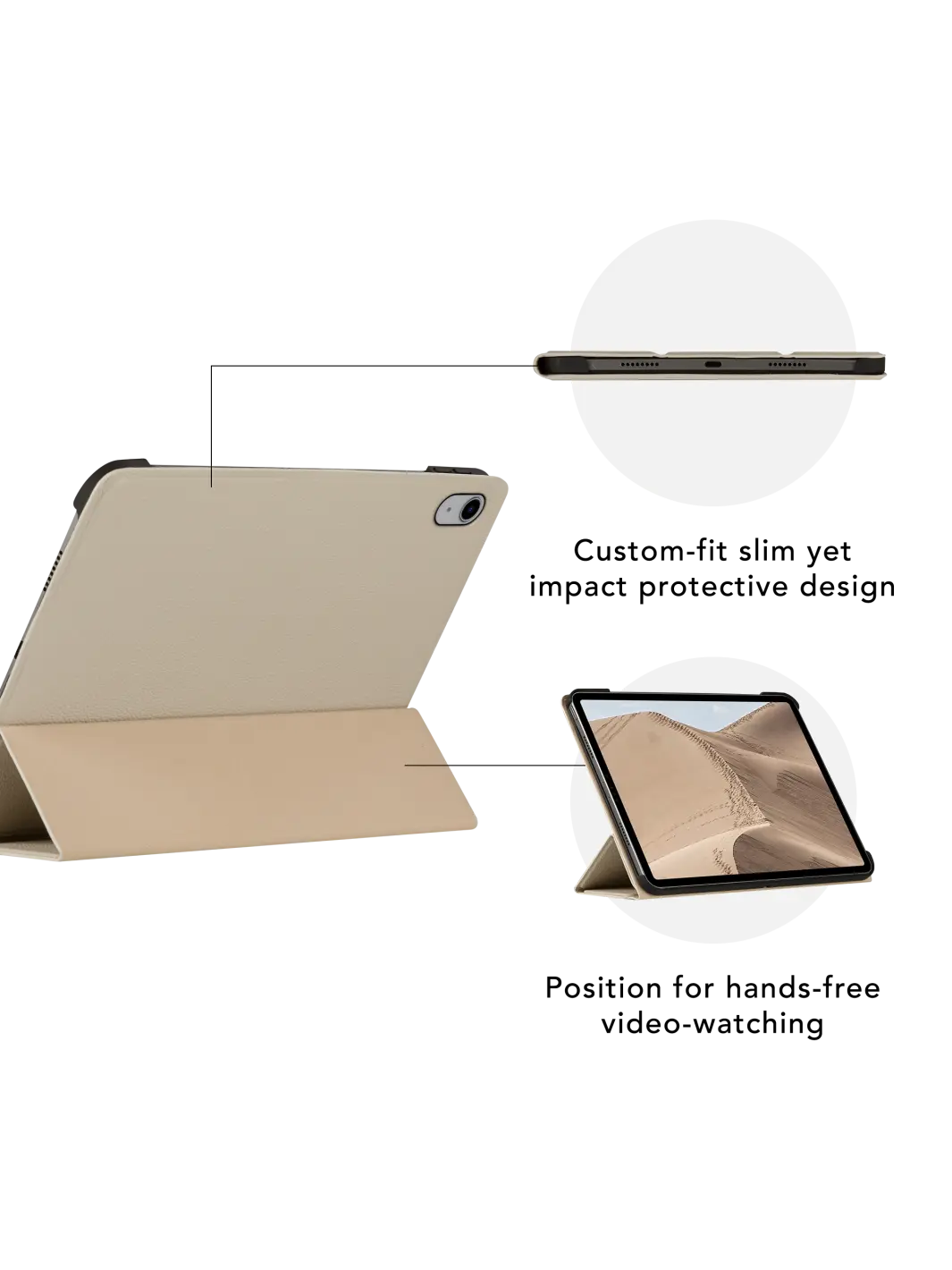 Milan full-grain leather iPad case#color_sand-dune