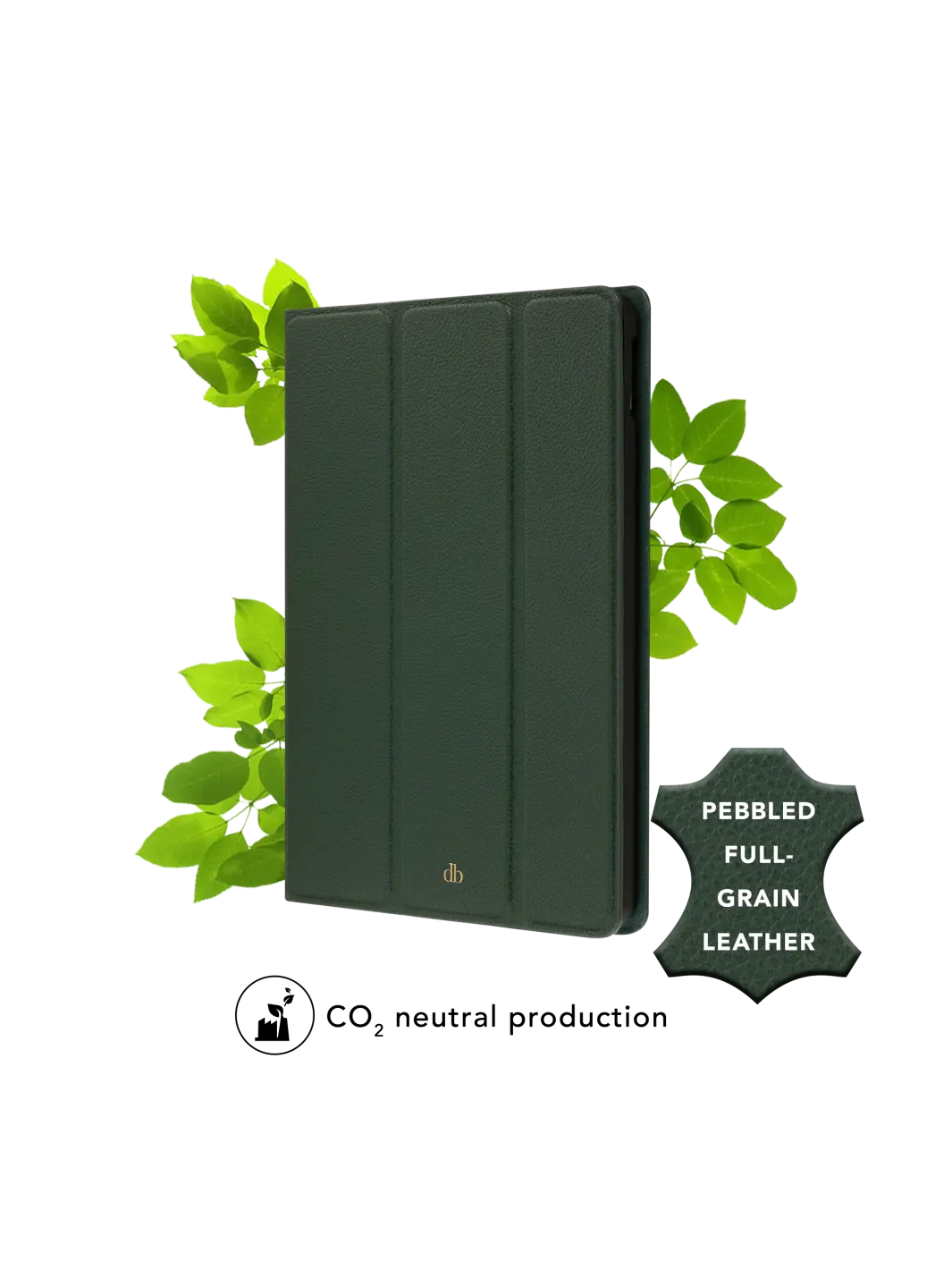 Milan full-grain leather iPad case#color_evergreen