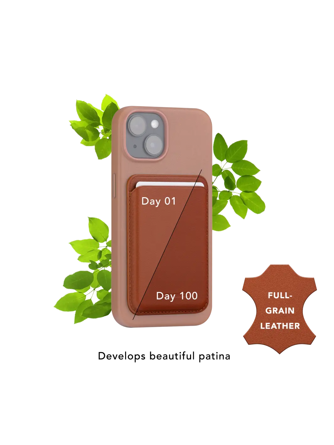 Leather wallet with MagSafe - Tan