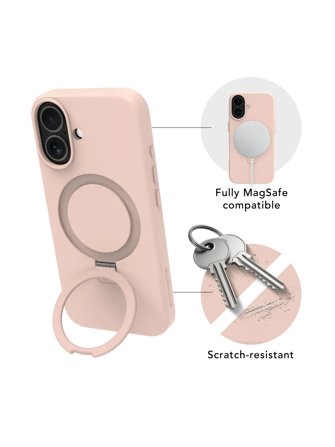 Roskilde MagSafe Kickstand ICON - iPhone 16 - Pink Sand Phone Case
